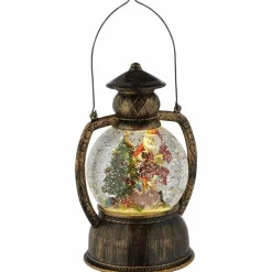 LED-Kugellaterne, kugelförmig, Höhe: 20 cm, batterie, goldfarben/grün/rot