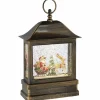 LED-Schneelaterne, eckig, Höhe: 25 cm, batterie/netz, grün/weiss/rot/braun