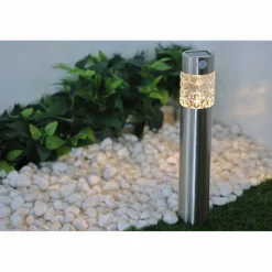 LED-Solarleuchte »Tale«, ØxH: 7,5 x 56 cm, Glas, silberfarben, warmweiß