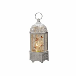 LED-Wasserlaterne, Gimpel im Baum, ø: 12 cm, Batteriebetrieb/USB-Anschluss, weiß