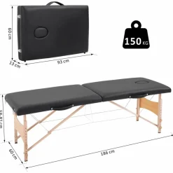 Massageliege, Pappelholz, inkl. Auflagen, BxHxT: 186 x 58 x 60 cm