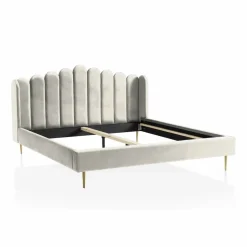 Muschelbett, beige/goldfarben, MDF/Samt (100% Polyester)/Metall