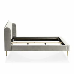 Muschelbett, beige/goldfarben, MDF/Samt (100% Polyester)/Metall
