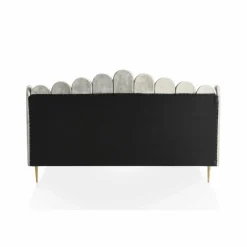 Muschelbett, beige/goldfarben, MDF/Samt (100% Polyester)/Metall