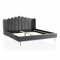 Muschelbett, grau/goldfarben, MDF/Samt (100% Polyester)/Metall