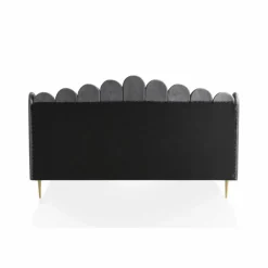 Muschelbett, grau/goldfarben, MDF/Samt (100% Polyester)/Metall