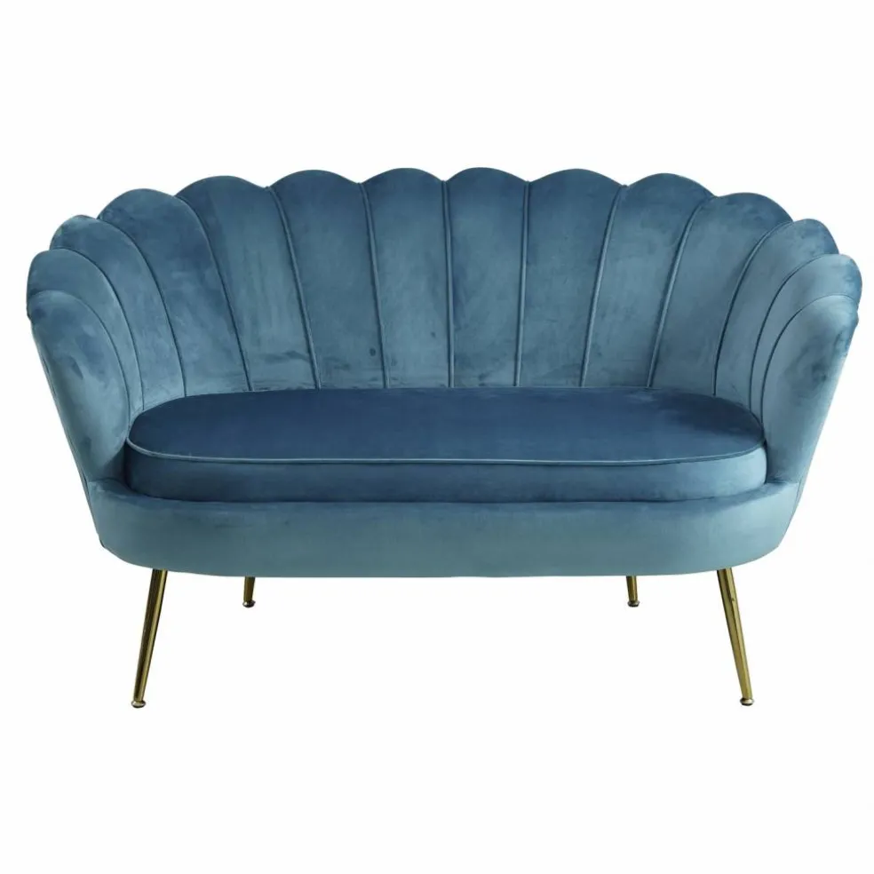 Muschelsofa, Höhe: 78 cm, blau/goldfarben