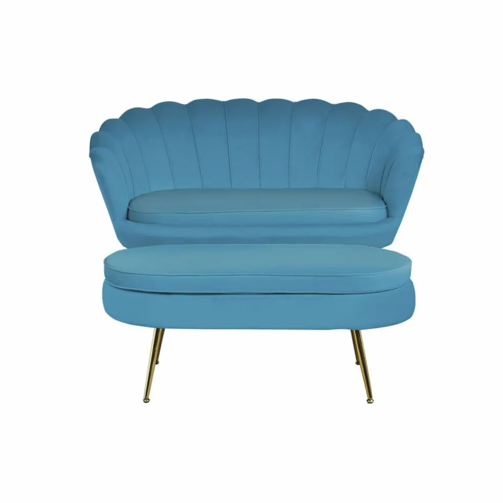 Muschelsofa, Höhe: 78 cm, blau/goldfarben