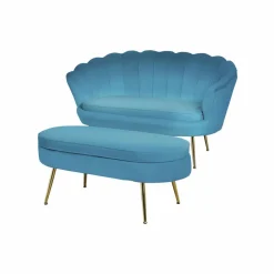 Muschelsofa, Höhe: 78 cm, blau/goldfarben