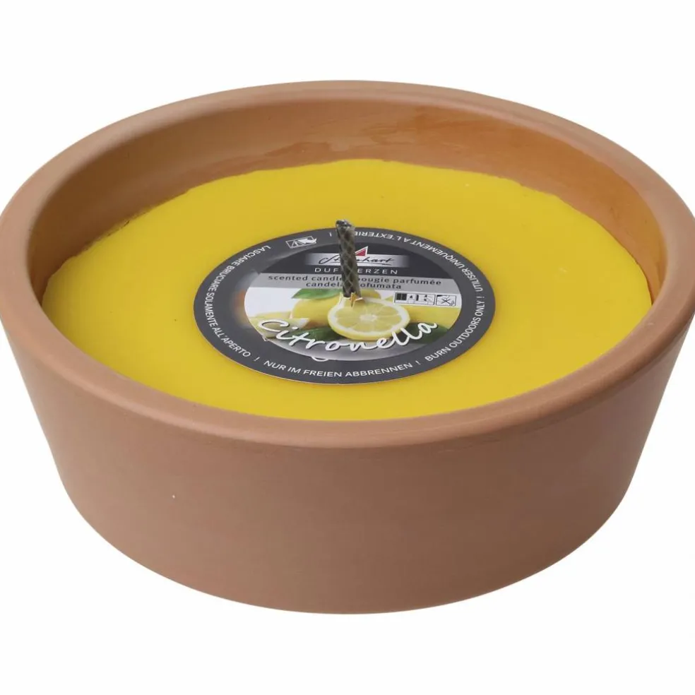 Outdoor-Kerze, Ø: 18,5 cm, gelb, Duft: Zitronella
