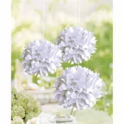 Pompons, Papier, weiß