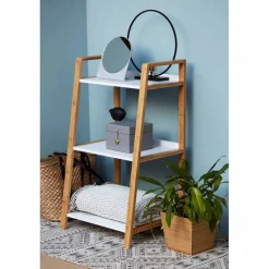 Regal, BxHxL: 43 x 76 x 36 cm, bambus/mitteldichte Faserplatte(MDF), braun/weiß