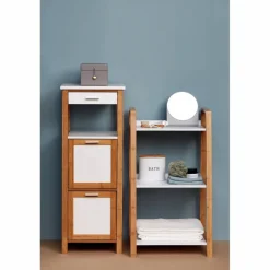 Regal, BxHxL: 43 x 76 x 36 cm, bambus/mitteldichte Faserplatte(MDF), braun/weiß