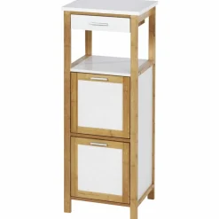 Regal, BxHxL: 34 x 89 x 30 cm, bambus/mitteldichte Faserplatte(MDF), braun/weiß