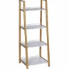 Regal, BxHxL: 43 x 112 x 36 cm, bambus/mitteldichte Faserplatte(MDF), braun/weiß