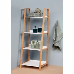 Regal, BxHxL: 43 x 112 x 36 cm, bambus/mitteldichte Faserplatte(MDF), braun/weiß