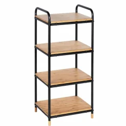 Regal, BxHxL: 42 x 94,5 x 33,5 cm, bambus/pulverbeschichtetes_Metall, braun/schwarz