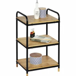 Regal, BxHxL: 42 x 69 x 33,5 cm, bambus/pulverbeschichtetes_Metall, braun/schwarz
