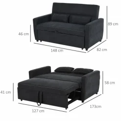 Schlafsofa, Breite: 82 cm, dunkelgrau
