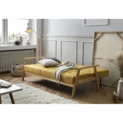 Schlafsofa, Breite: 190 cm, senffarben/natur