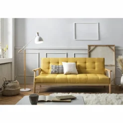 Schlafsofa, Breite: 190 cm, senffarben/natur