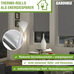 Seitenzug-Rollo, weiß, Streifen, Thermo, Polyester