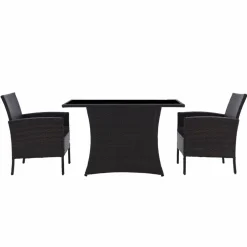 Sitzgruppe »GARTEN«, Polyethylen (PE)/Metall/gehärtetes Glas, braun/schwarz