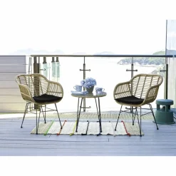 Sitzgruppe, polyrattan|metall|sicherheitsglas, natur|schwarz