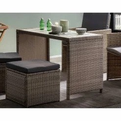 Sitzgruppe, polyrattan|rattan, natur|grau