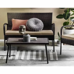 Sitzgruppe, polyrattan|stahl|polywood, grau|beige