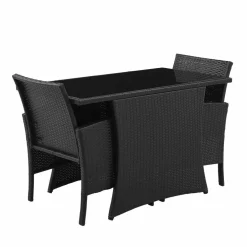 Sitzgruppe, 2 Sessel/2 Sitzkissen/1 Tisch, schwarz