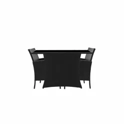 Sitzgruppe, 2 Sessel/2 Sitzkissen/1 Tisch, schwarz