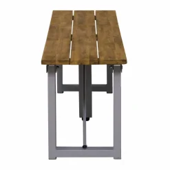 Sitzgruppe, 1 Tisch + 1 Sitzbank, Akazie, natur/grau