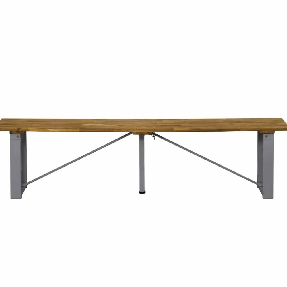 Sitzgruppe, 1 Tisch + 1 Sitzbank, Akazie, natur/grau