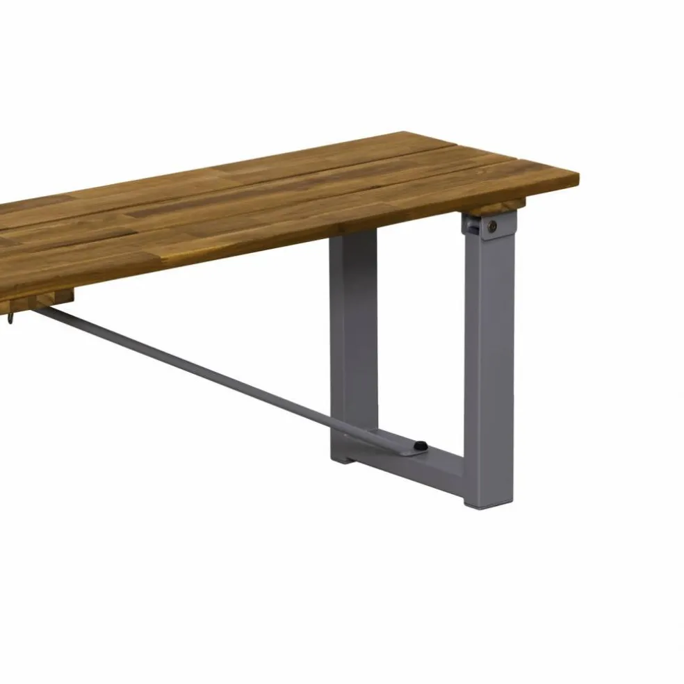 Sitzgruppe, 1 Tisch + 1 Sitzbank, Akazie, natur/grau