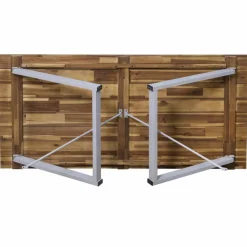 Sitzgruppe, 1 Tisch + 1 Sitzbank, Akazie, natur/grau