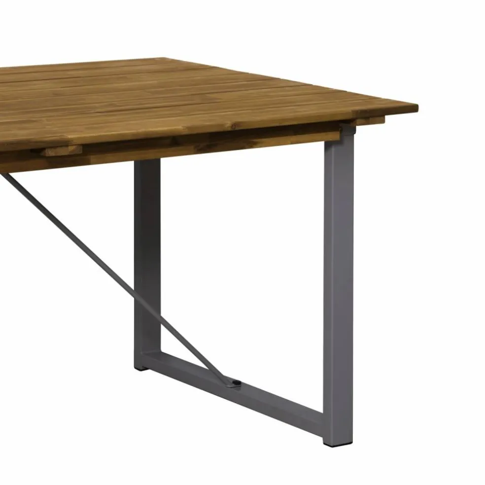 Sitzgruppe, 1 Tisch + 1 Sitzbank, Akazie, natur/grau