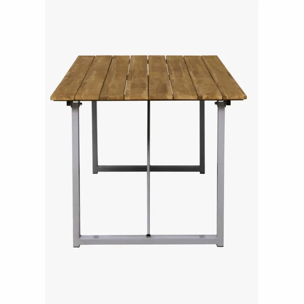 Sitzgruppe, 1 Tisch + 2 Sitzbänke, Akazie, natur/grau