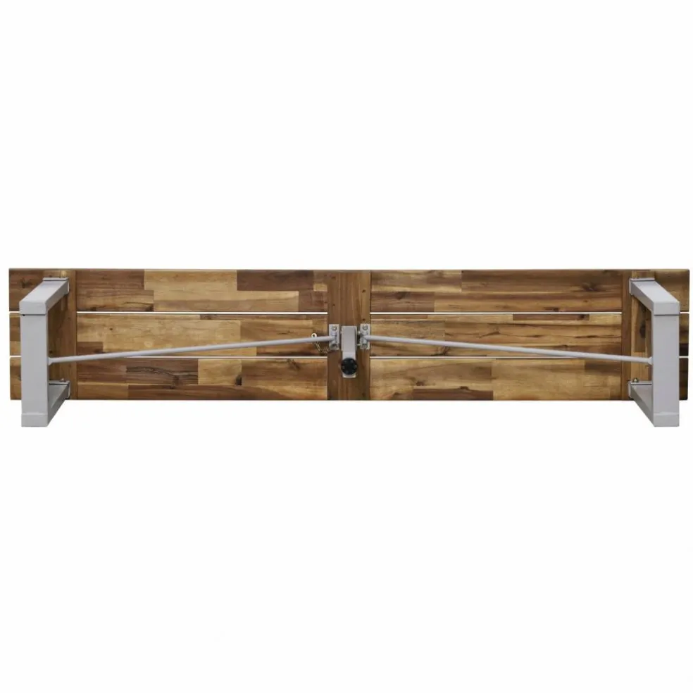 Sitzgruppe, 1 Tisch + 2 Sitzbänke, Akazie, natur/grau