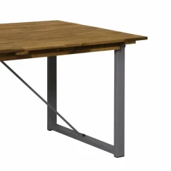 Sitzgruppe, 1 Tisch + 2 Sitzbänke, Akazie, natur/grau
