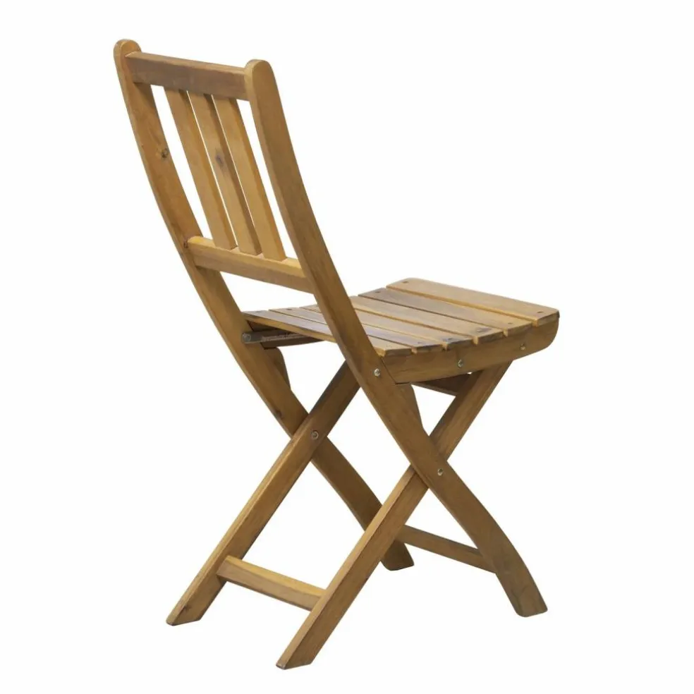 Sitzgruppe, 1 Tisch + 2 Stühle, Akazie, natur