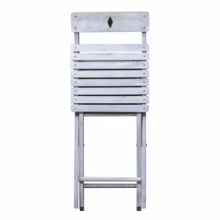 Sitzgruppe, 1 Tisch + 2 Stühle, Akazie, grau mit Vintage-Finish