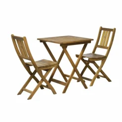 Sitzgruppe, 1 Tisch + 2 Stühle, Akazie, natur