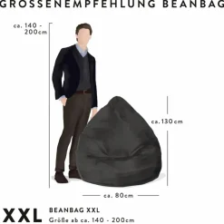 Sitzsack »Beanbag ALFA XXL«, schwarz, BxH: 80 x 130 cm