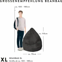 Sitzsack »BeanBag EASY XL«, rot, BxH: 70 x 110 cm