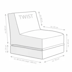 Sitzsack »Twist OUTSIDE«, braun, BxHxT: 70 x 60 x 180 cm