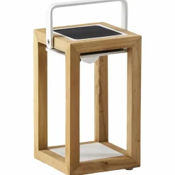 Solarleuchte, Höhe: 28 cm, weiß, teakholz