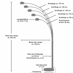 Stehleuchte, E14, Höhe: 210 cm