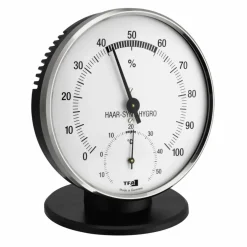 Thermo-Hygrometer, Durchmesser: 10,2 cm ø , Kunststoff|Messing|Verchromt