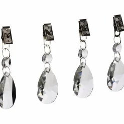 Tischdeckenbeschwerer, Form: Oval, mit Metallklemme, transparent